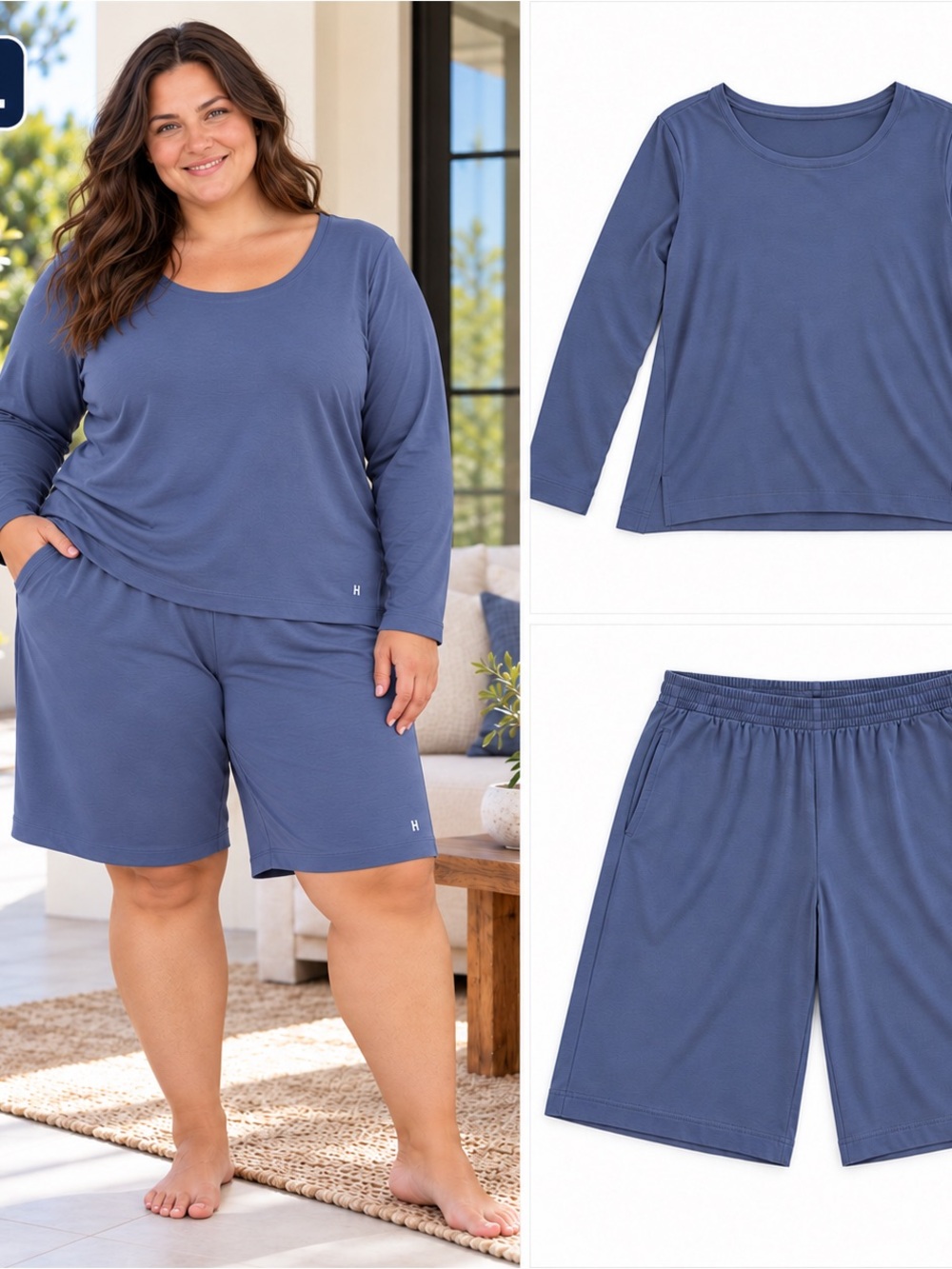 HUE Women's Pajama Set in Navy Blue